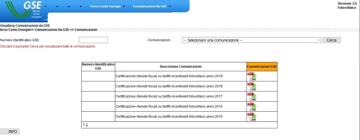 impianti fotovoltaici certificazione Gse ritenuta d'acconto 4% annua come trovare la certificazione delle ritenute Gse