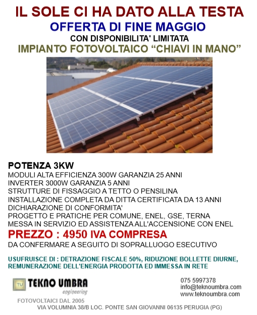 offerta impianto fotovoltaico chiavi in mano