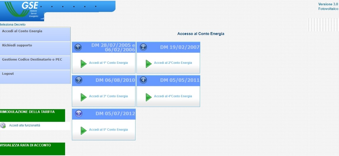 sito Gse convenzioni Conto energia impianti fotovoltaici Conto energia impianti fotovoltaici