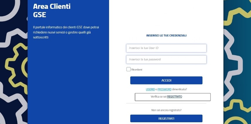 verifica registrazione al portale gse fotovoltaico cambio credenziali portale gse fotovoltaico